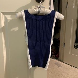 Fitted Blue and White Crop Top